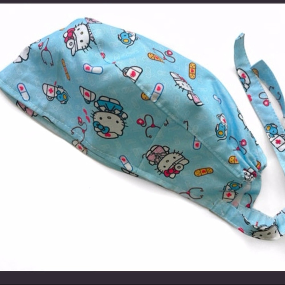 🩵🐱Blue Kawaii Hello Kitty Scrub Cap 🐱🩵